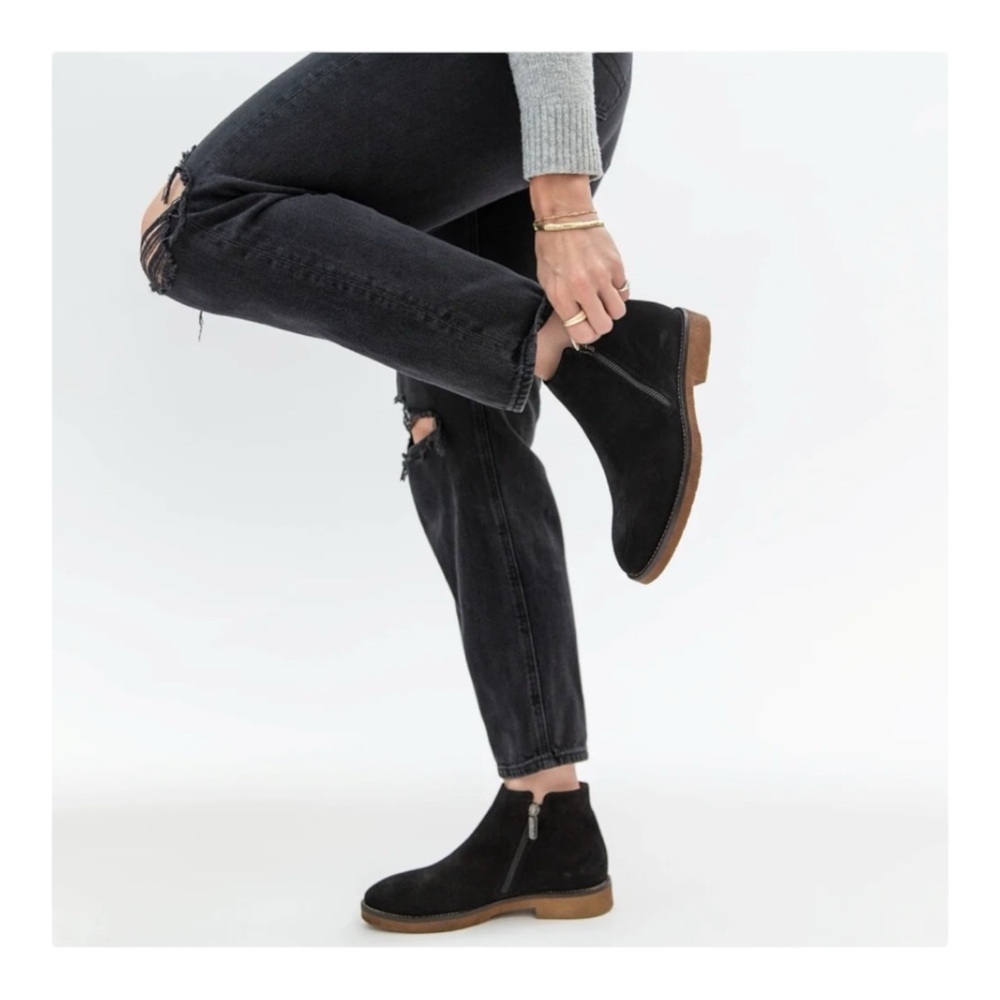 Italeau Foliana Waterproof Suede Booties In Nero Nib — image 7 of 7